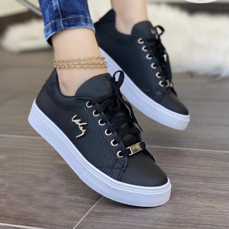 Women's Flat Sneakers | Breathable Lace-Up Casual Shoes