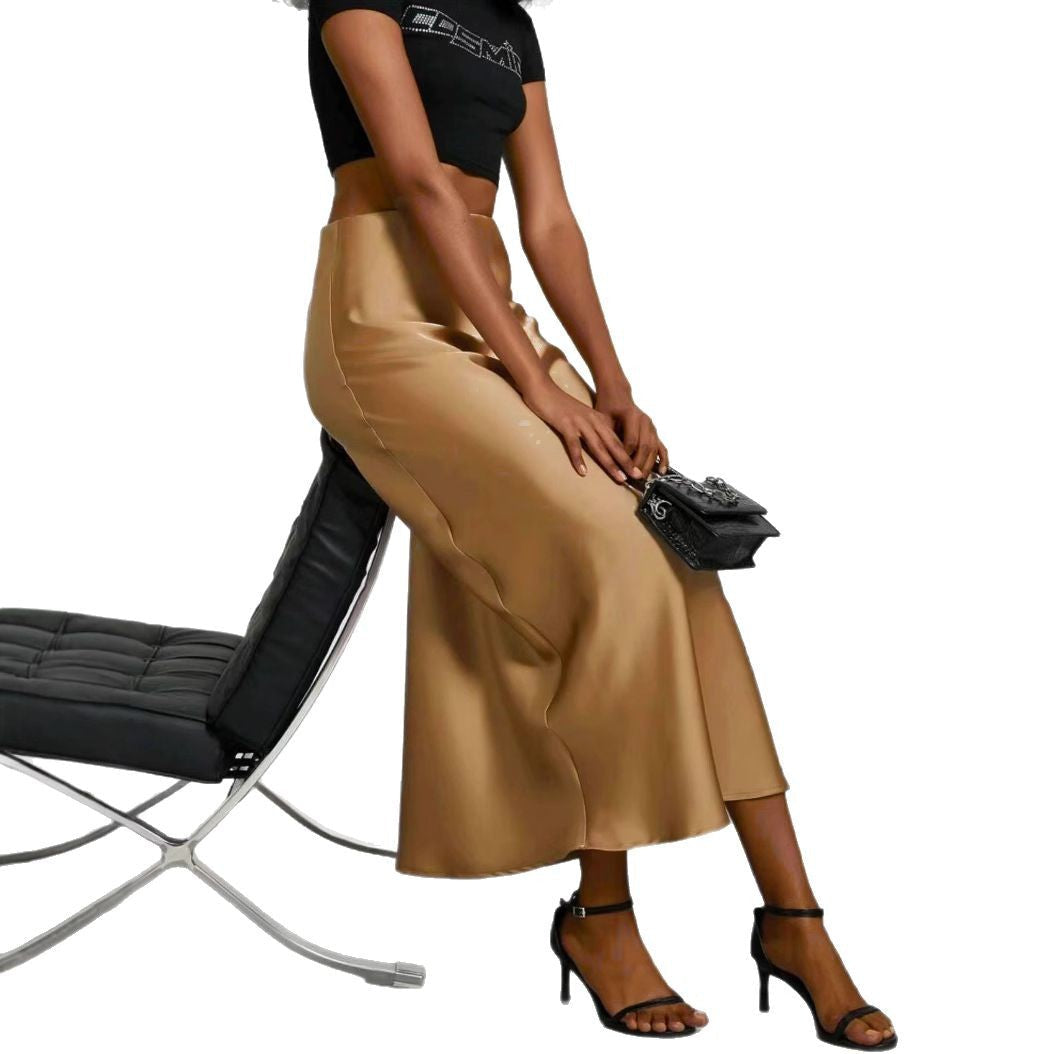 Women's Satin Maxi Skirt | Elegant Slim Fit Long Skirt