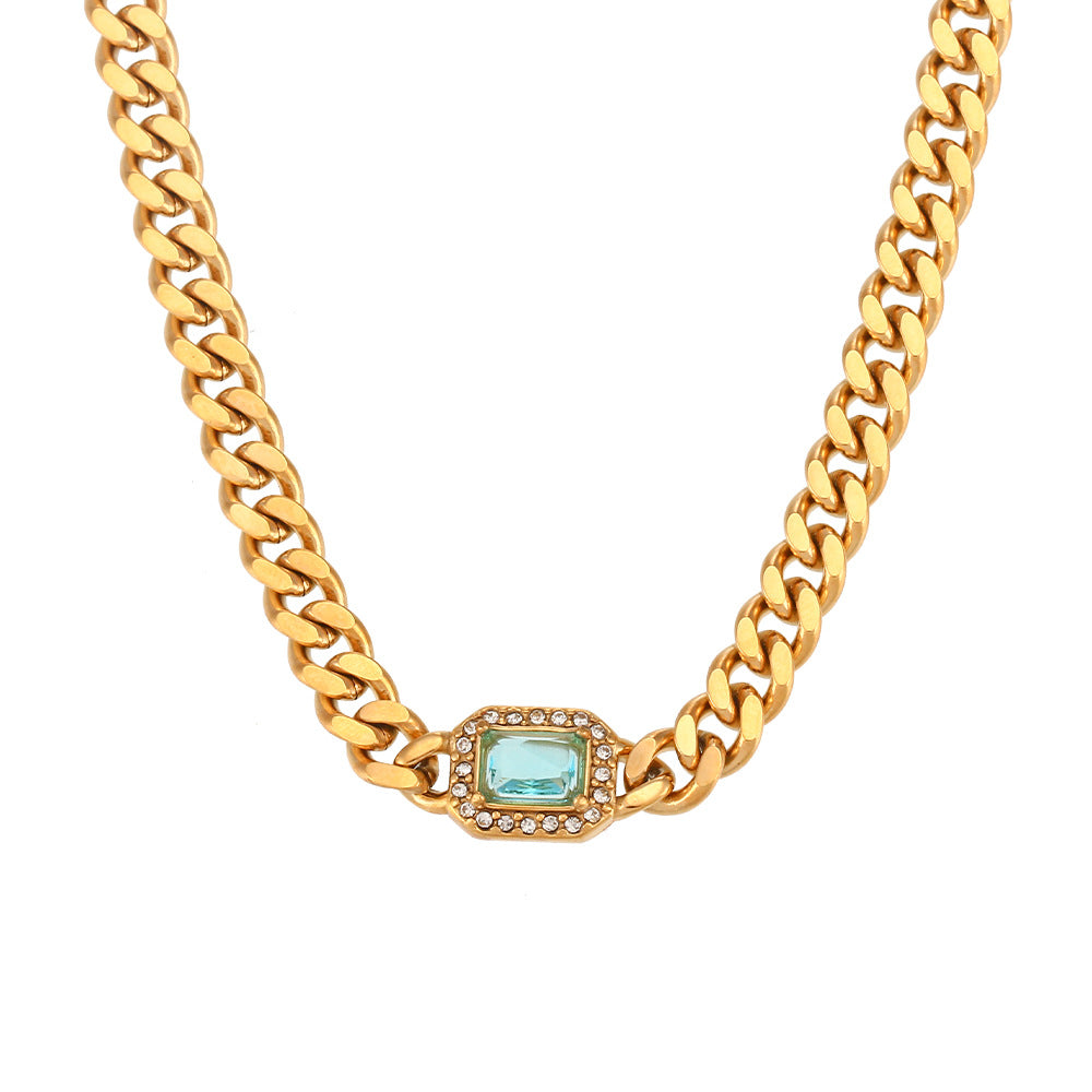 Men's Cuban Link Zircon Bracelet | Stainless Steel Chain