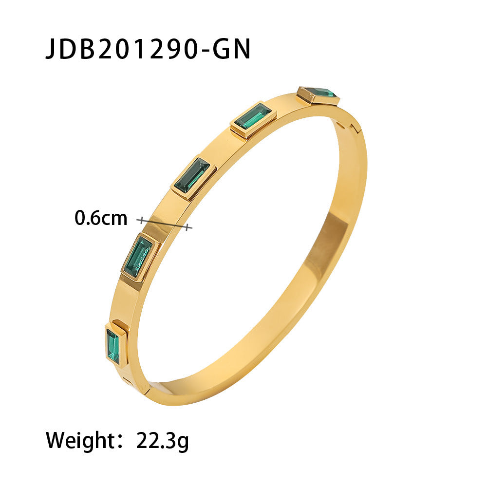 Gold-Plated Zirconia Bracelet | Stainless Steel Jewelry