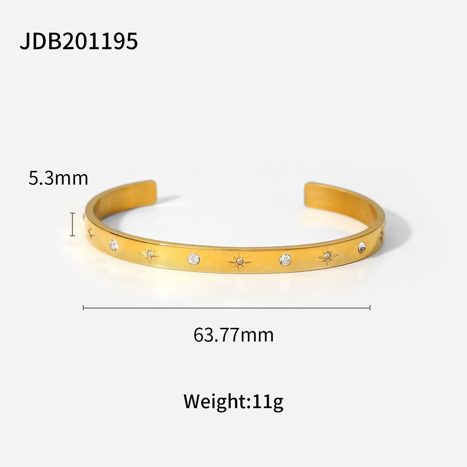 Gold-Plated Zirconia Bracelet | Stainless Steel Jewelry