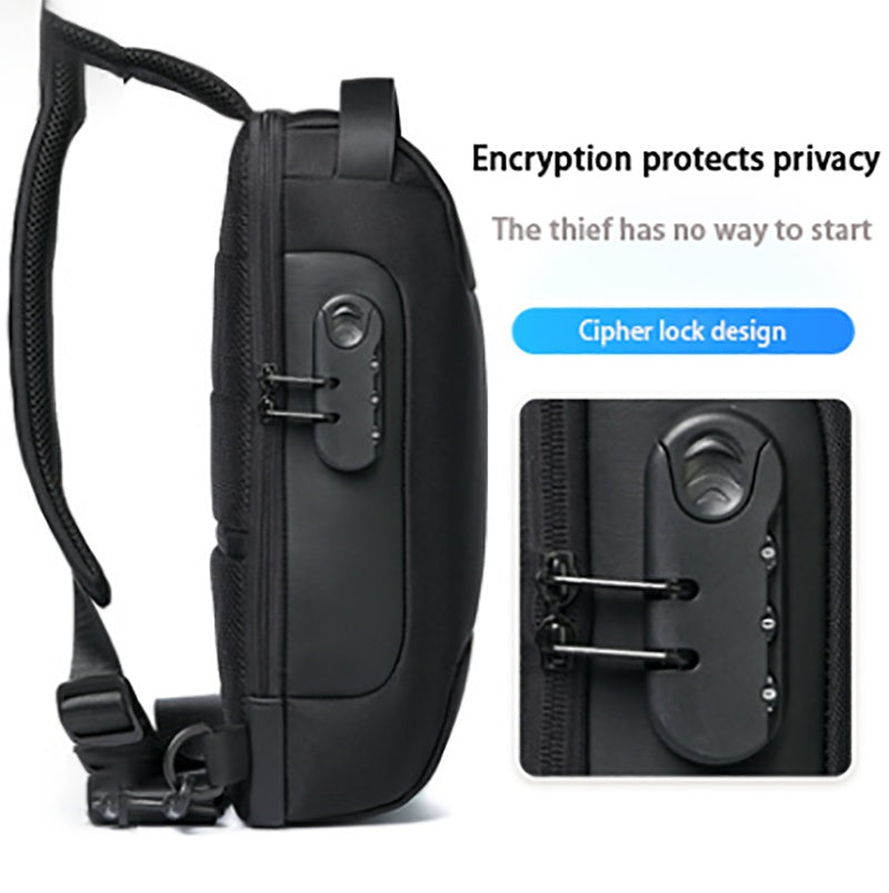 Men’s Waterproof Anti-Theft Sling Bag | USB Travel Chest Bag