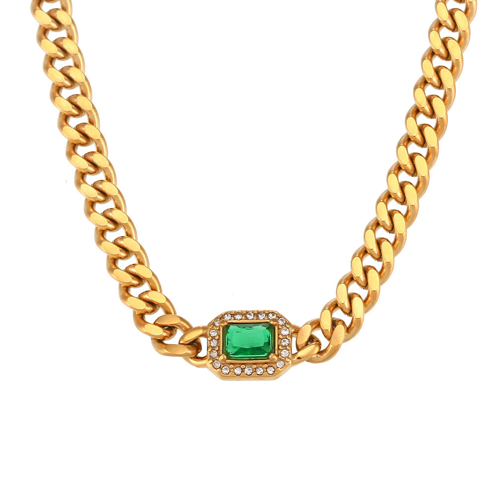 Men's Cuban Link Zircon Bracelet | Stainless Steel Chain