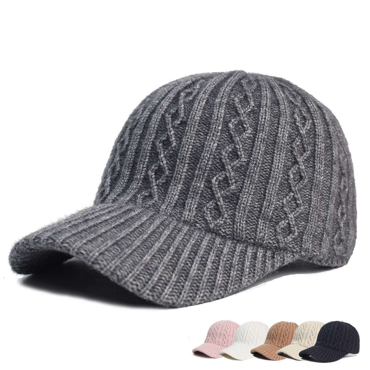 Knitted Wool Baseball Cap | Warm Winter Peaked Hat