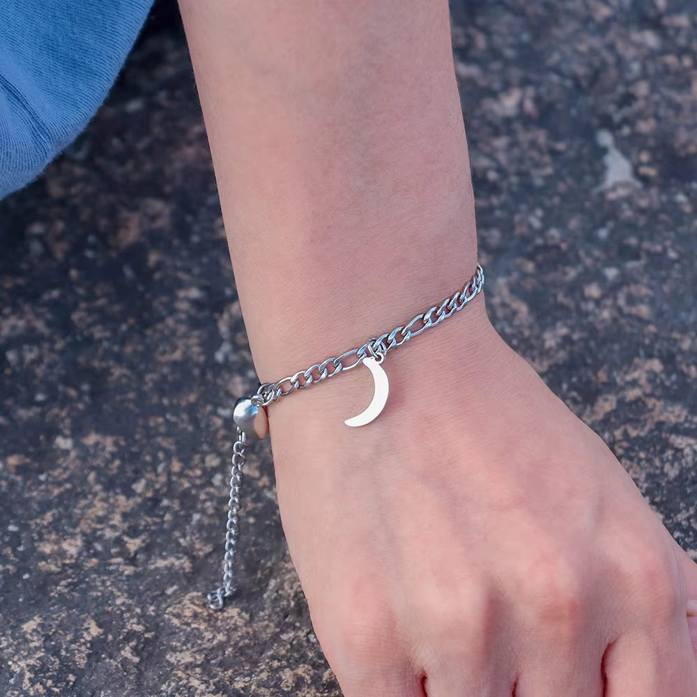 Couples Sun Moon Magnetic Bracelets | Stainless Steel Set