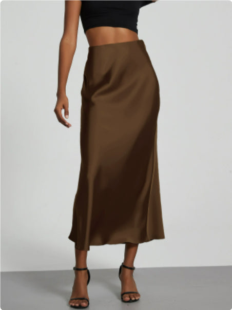 Women's Satin Maxi Skirt | Elegant Slim Fit Long Skirt