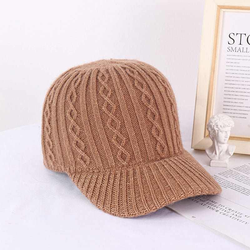 Knitted Wool Baseball Cap | Warm Winter Peaked Hat