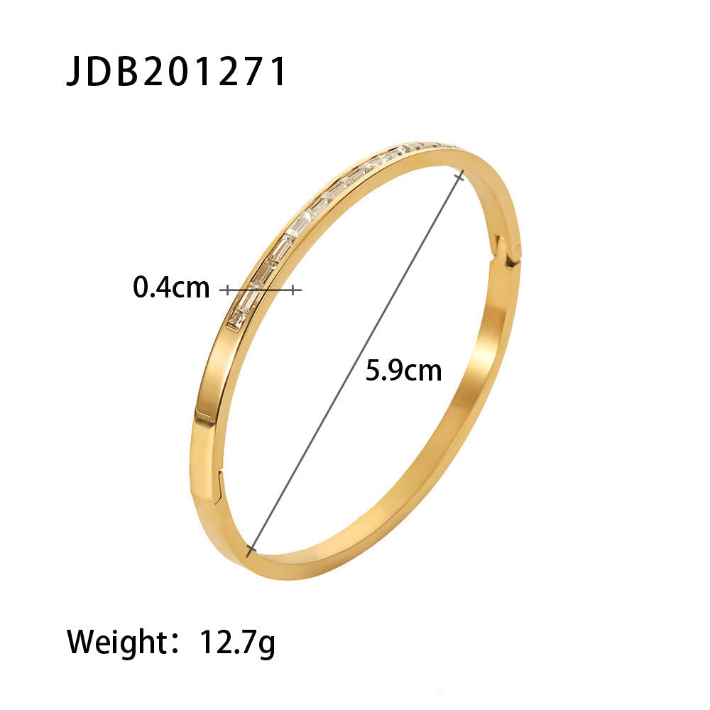 Gold-Plated Zirconia Bracelet | Stainless Steel Jewelry