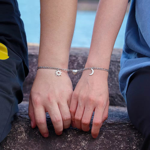 Couples Sun Moon Magnetic Bracelets | Stainless Steel Set