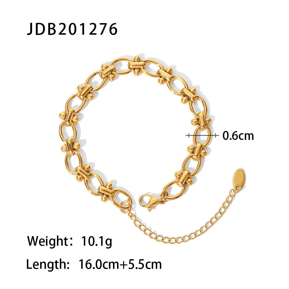 Gold-Plated Zirconia Bracelet | Stainless Steel Jewelry