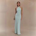 Ins Bodycon Halter Dress Sexy Backless Slim Fit Waist Slimming Maxi Dresses Prom Party Club Clothing For Women